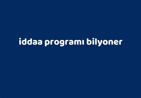 Iddaa programı bilyoner